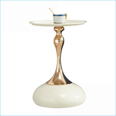 Space-Saving White Metal Coffee Table with Gold Finish for Small Spaces, Easy Assembly &amp; Versatile Design