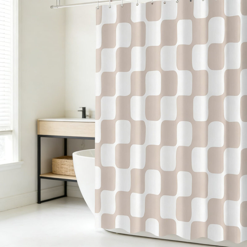 Ensemble de rideau de douche Retro, Beige