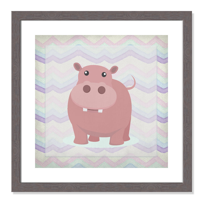 Adhésif décoratif rose Hippo Time, Encadré plat blanc, H 22,5 po x l 22,5 po x P 0,6 po