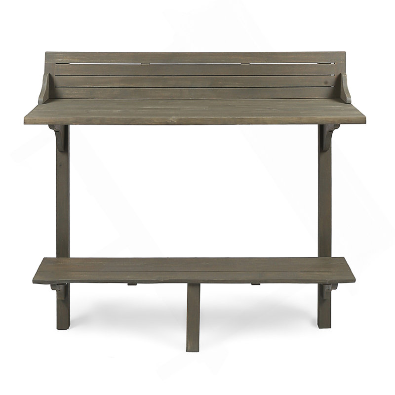 Compact Acacia Wood Balcony Bar Table, Space-Saving Design For Urban Patios And Small Outdoor Areas