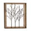 Décoration murale avec cadre en bois brun et arbre en métal