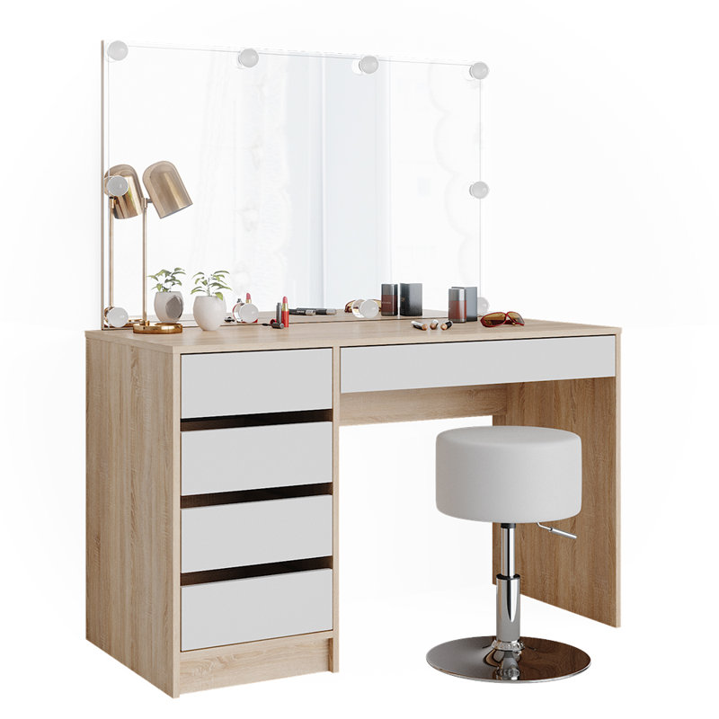 Antimony Dressing Table, White/Oak