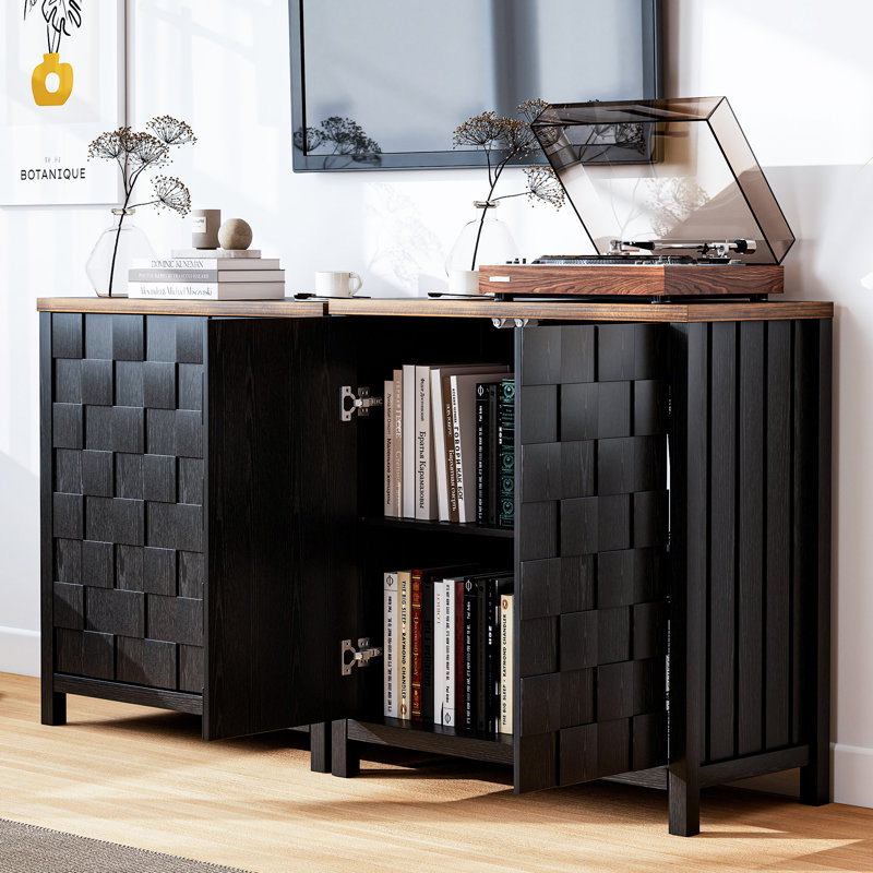 31.5'' W Accent Cabinet With Adjustable Shelves, Black