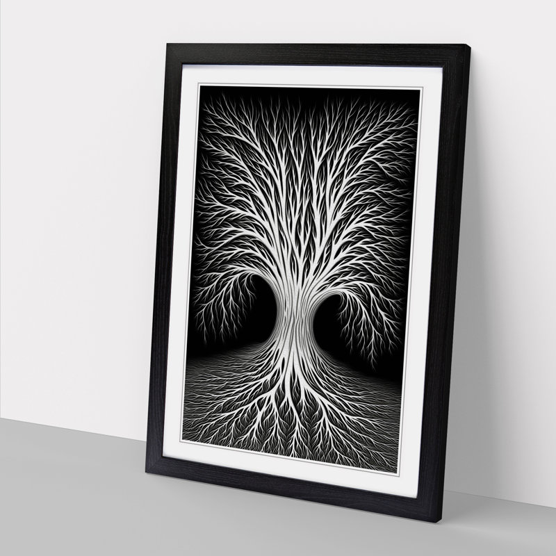 Weeping Willow Op - Framed Print, 46cm H x 34cm W x 2cm D, Black