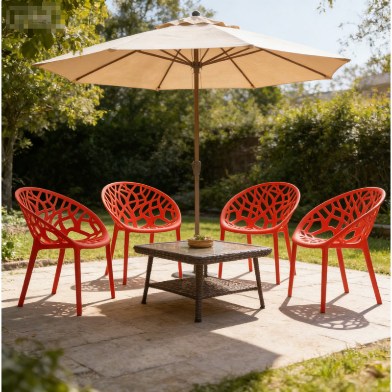 Les chaises de dossier peuvent être empilées avec des chaises en plastique épais avec accoudoirs et des chaises de loisirs creuses pour l'extérieur sur le balcon. (Ensemble de 4)