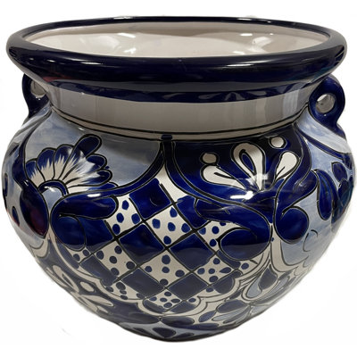 Jaycii TalaMex Small-Sized Zacan Mexican Colors Talavera Ceramic Garden Pot