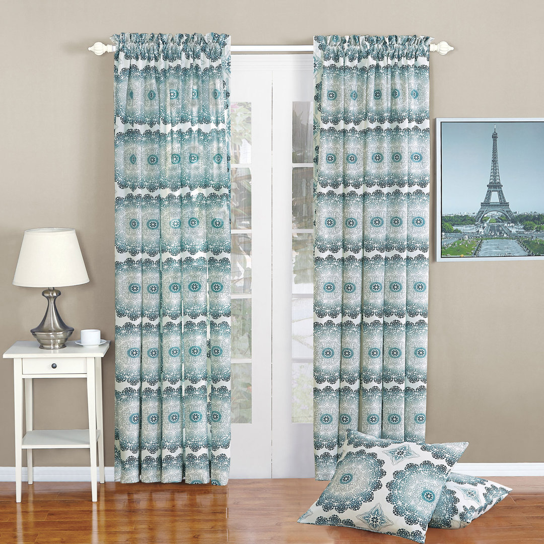 Delia Polyester Semi Sheer Curtain Pair (Set of 2) Serenta Curtain