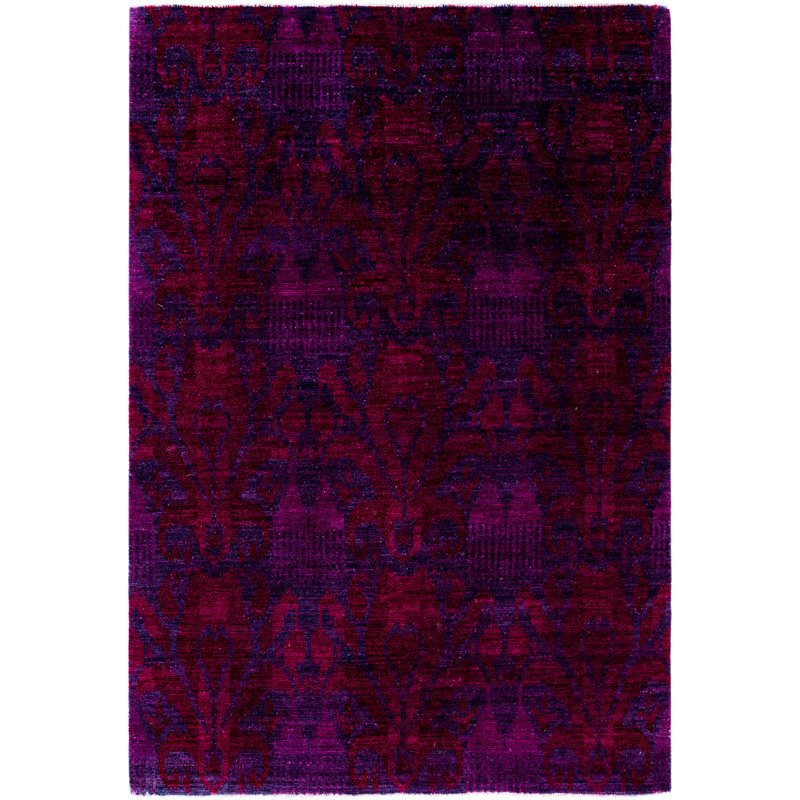 Overdyed Hand-Knotted Wool Modern-Contemporary Purple Area Rug 4' 1" x 5' 10"