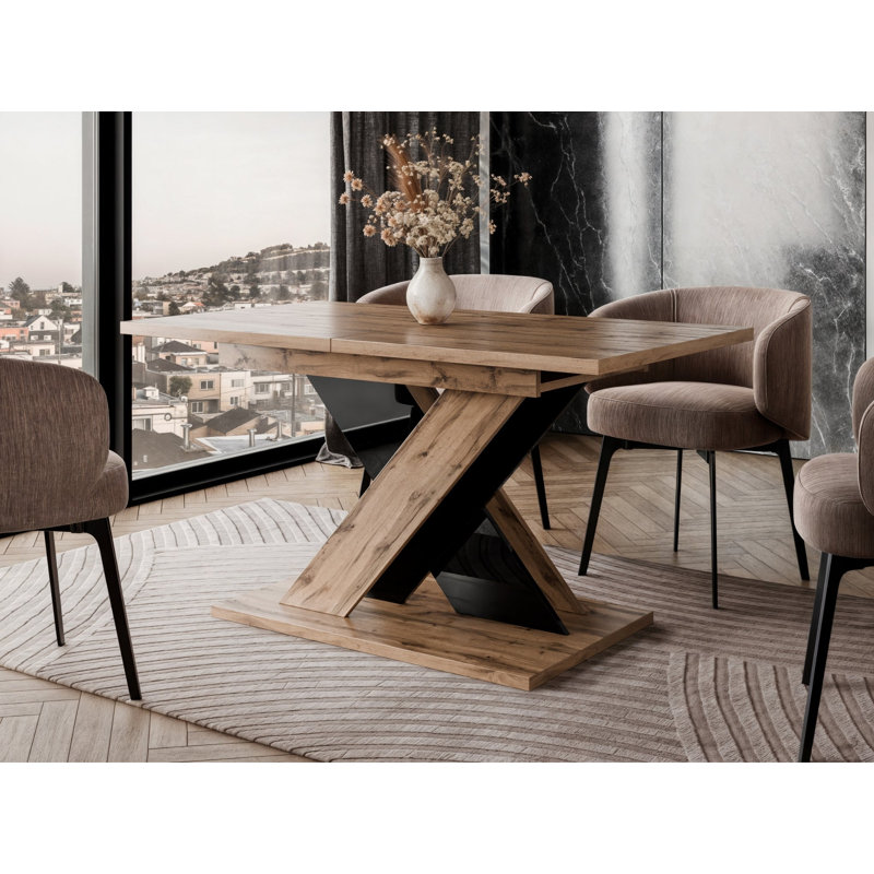 Extendable Dining Table, Wotan Effect & Black High Gloss