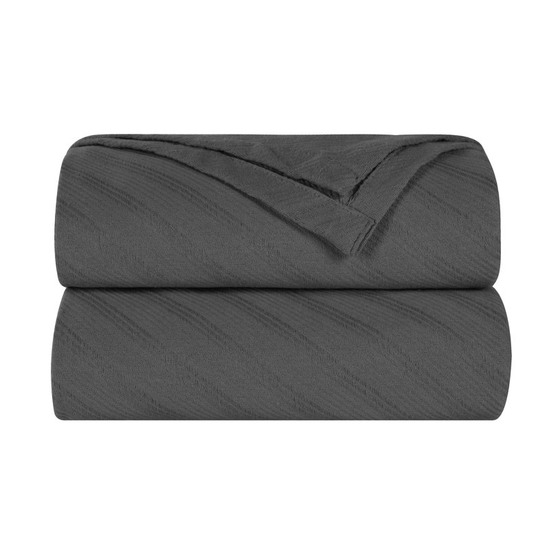 Jeté léger en coton tissé à motif jacquard Milan, Lit simple, Gris anthracite