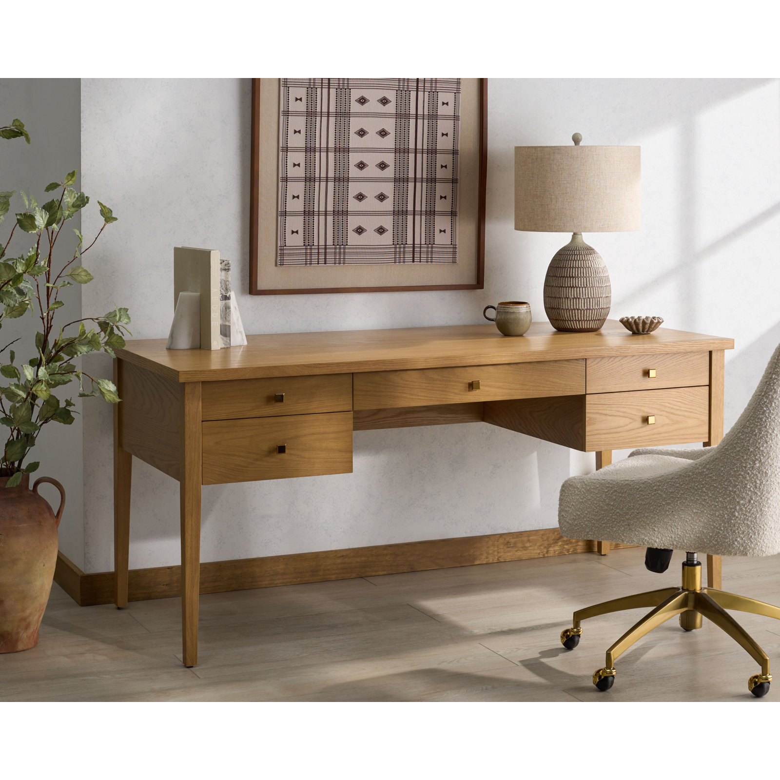 Makala 5 Drawer Wood Desk