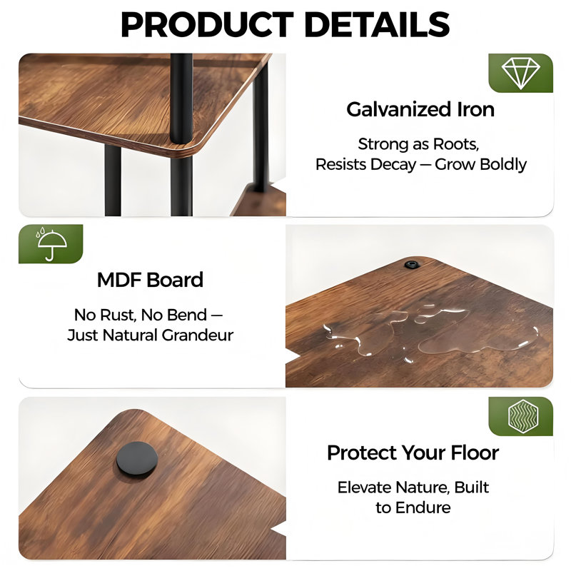Support de plante d'angle pour plante d'intérieur en métal à 4 niveaux pour plantes multiples