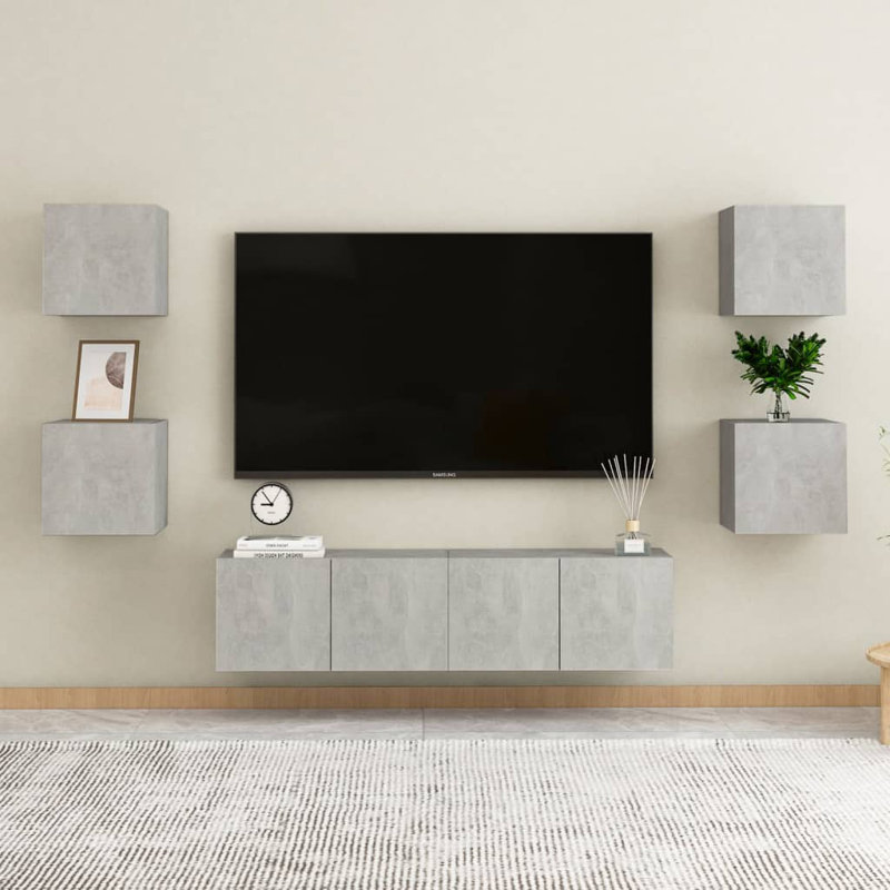Drayden 30.5cm W Particle Board / Chipboard Bedside Table, Concrete Grey, Individual