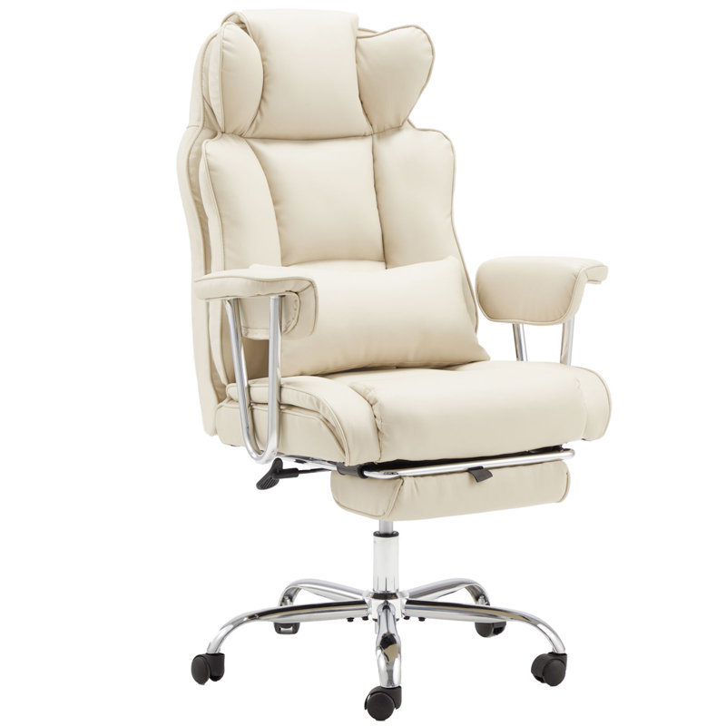 Fauteuil de direction ergonomique Maaha 400 lb avec repose-pieds et base stable, Blanc