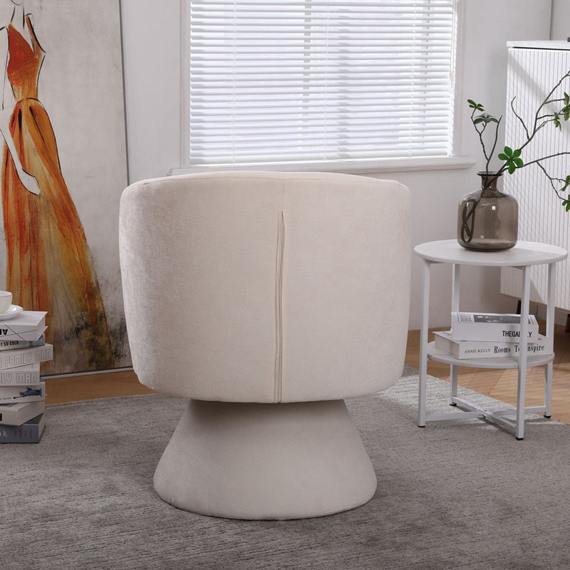 Fauteuil pivotant de 26,40 po Huertes, Tissu beige
