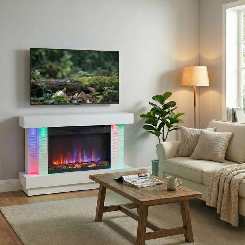 Belfry Heating 160cm W White Electric Fireplace