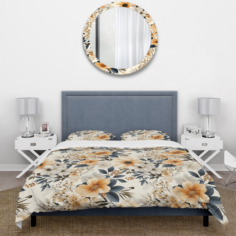 Rustic Floral Warmth Brilliance II Floral Duvet Cover, Twin Duvet Cover + 1 Standard Sham