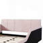 Lit tapissier en velours avec bureau de chevet et petit tabouret rond-811936902-811936897