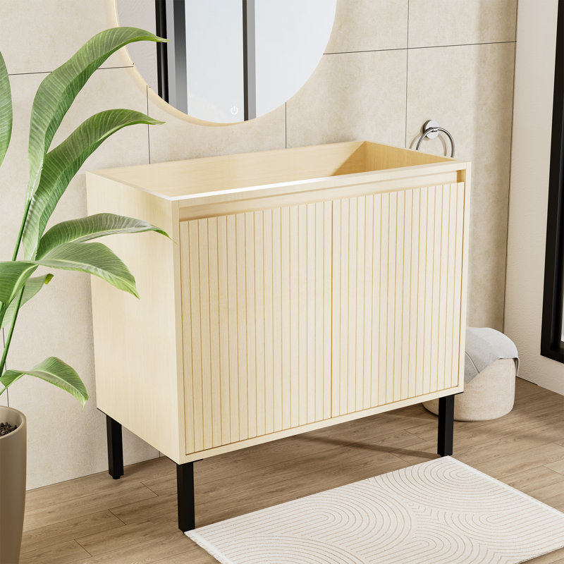 Base de meuble-lavabo de style Shaker de 24 po, 30 po et 36 po seulement, autoportante ou murale avec portes doubles et tablette réglable - Conception à fermeture en douceur et verticale (lavabo non inclus)