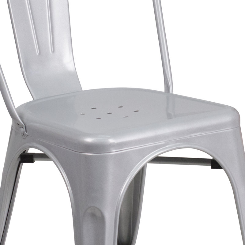 Chaise d'appoint empilable en métal Lily, Argent