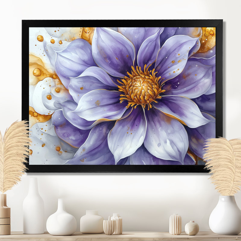 Éclat moderne de Dahlia II - art mural Dahlia, H 12 po x l 20 po, Reproduction encadrée d'une seule photo, Noir