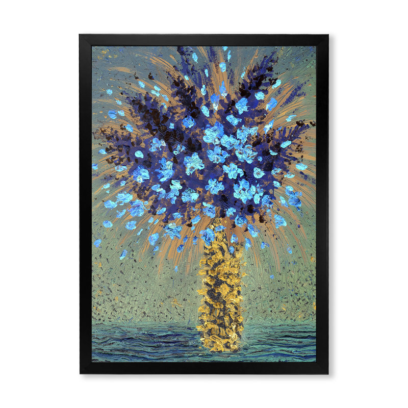 Fleurs bleues - peinture, Cadre photo noir, H 20 po x l 12 po x P 1 po