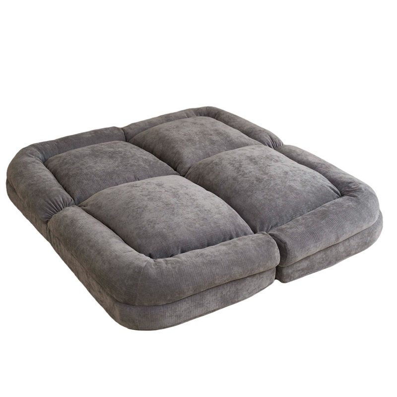 Canapé-lit double convertible pliable, gris, Coton gris