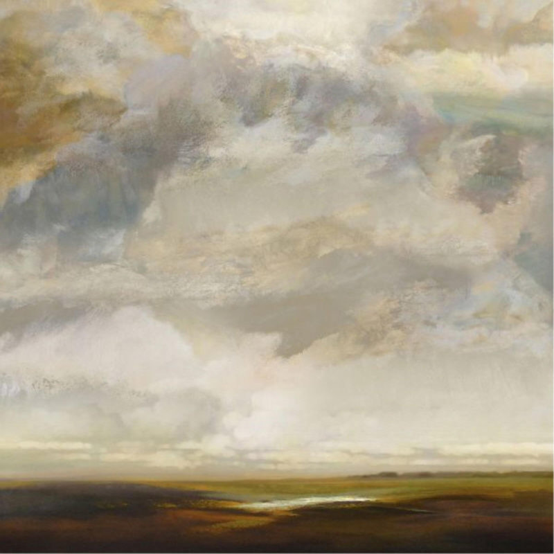 Roamant Moorlands II par Tania Bello - Peinture, H 40 po x l 40 po, Couche de verre