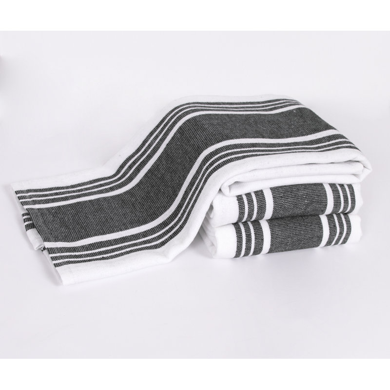 Dual Striped Tea Towel, Black