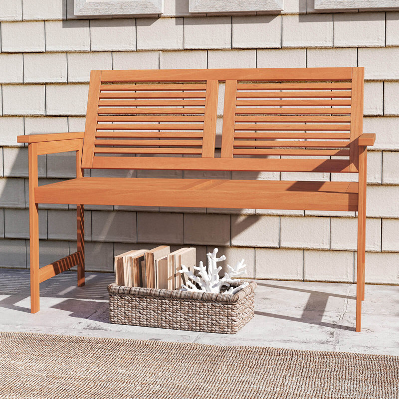 Banc de patio pour 2 personnes avec dossier à lattes et siège de causeuse de jardin