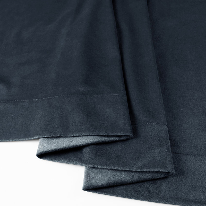 Rafaelita Velvet Thermal Blackout Grommet Single Curtain Panel, 50" W x 84" L, Midnight Blue