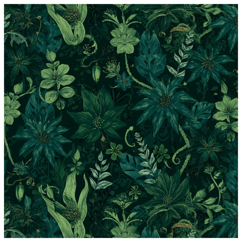 Lush Green Foliage Pattern Wall Tapestry - Foliage Wall Decor, 68in H x80in W with 4 Grommets