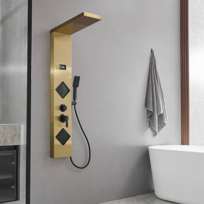 Système de tour de douche à inverseur 3 voies avec pomme de douche fixe