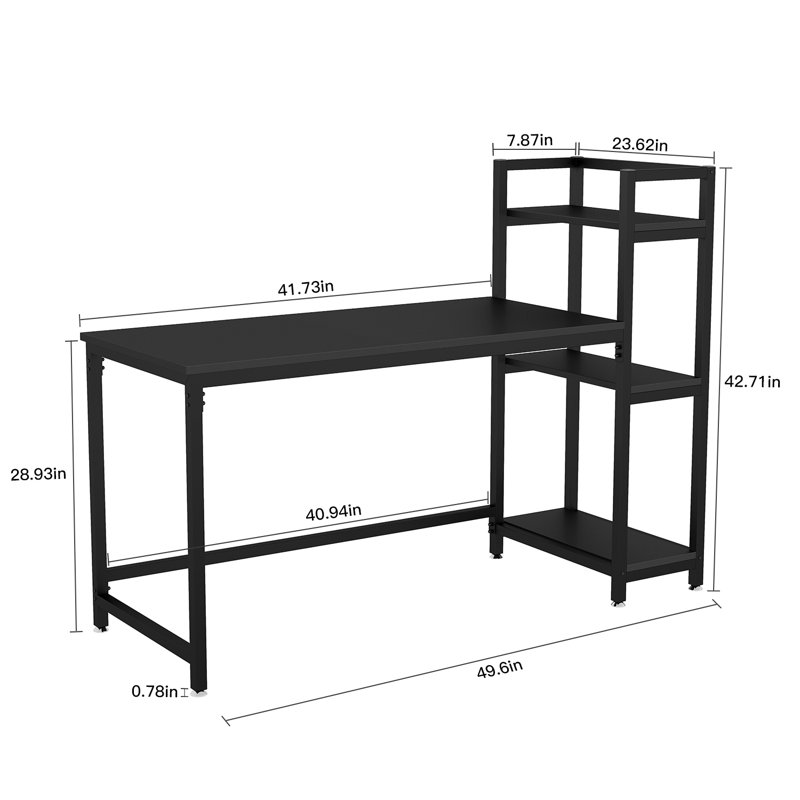 126cm W Rectangle Writing Desk, Black