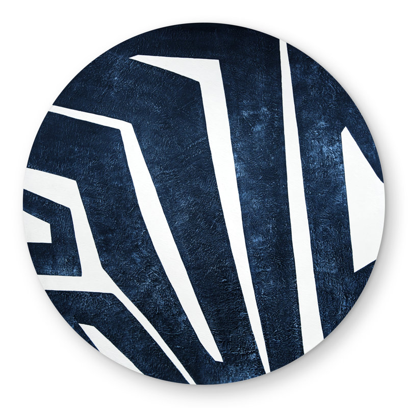 Blue Labyrinth - Modern Man Cave Round Outdoor Area Rug