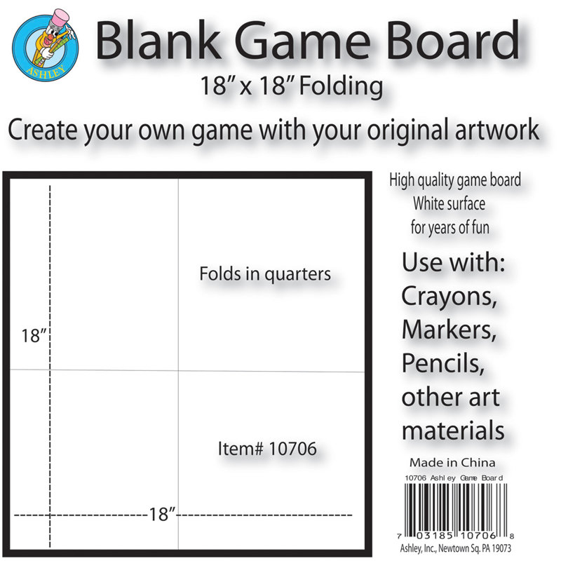Beige and Blue Chipboard Folding Blank Game Boards, 18" x 18", Pack of 3