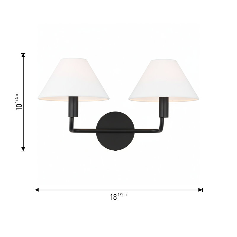 Sean Lavin Colfax Bathroom Bedroom Wall Fixture With White Linen Shade, Burnished Brass, 10.25" H x 18.5" W x 8.5" D