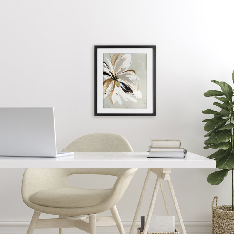 Impression expressive encadrée de fleurs de Cornelia sous verre, design par Design Fabrikken, Cadre noir minuit