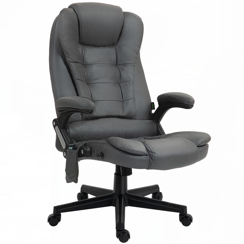 Fauteuil de bureau vibrant à 6 points de massage HOMcom, Gris foncé