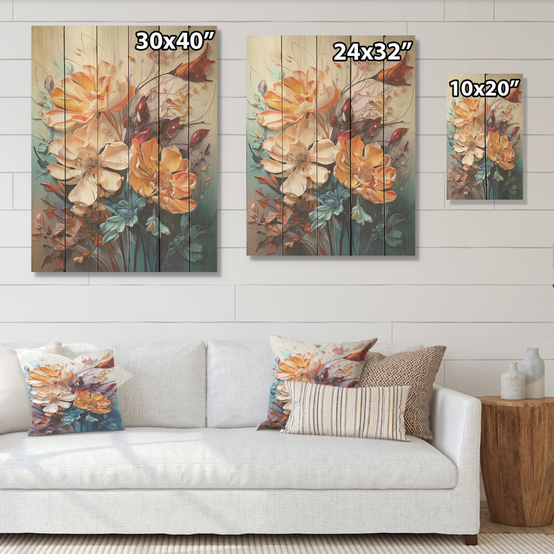 Multicolore brillant oiseaux de paradis fleurs - Art mural en bois sur bois de pin naturel, H 32 po x l 24 po