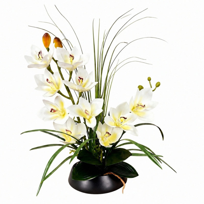 Orchidées artificielles en pot de 21 pouces, bonsaï orchidées décoratives avec technologie Real Touch, orchidées artificielles / artificielles qui semblent réelles pour les décorations de table