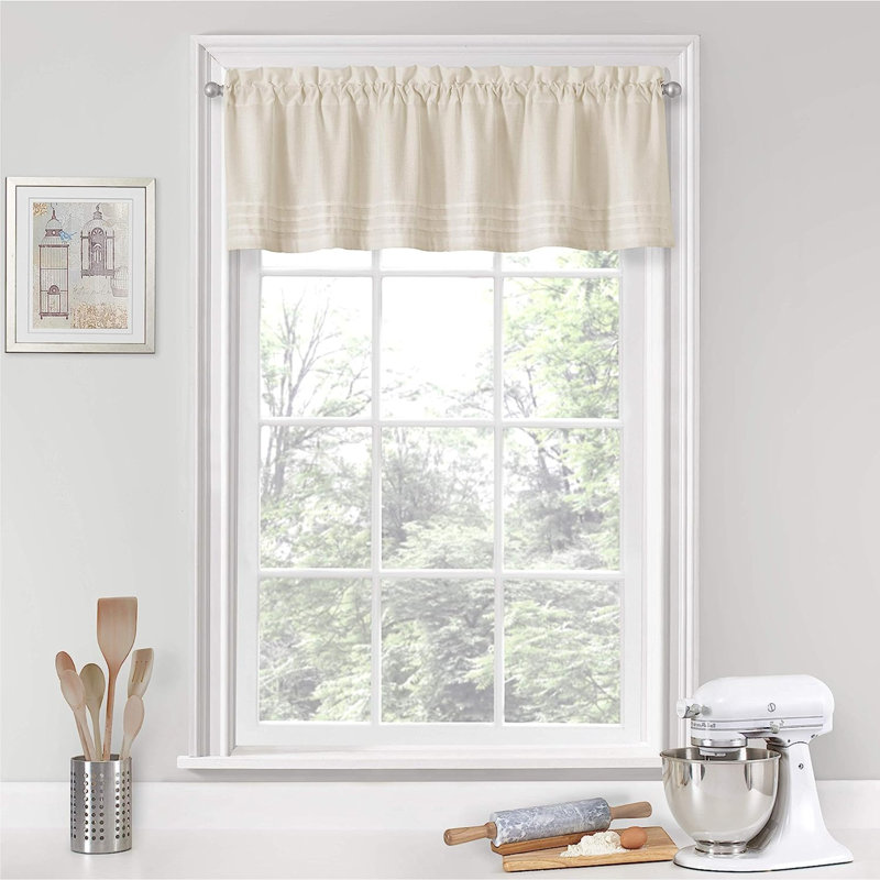 Cotton Blend Tailored Window Valance, Natural