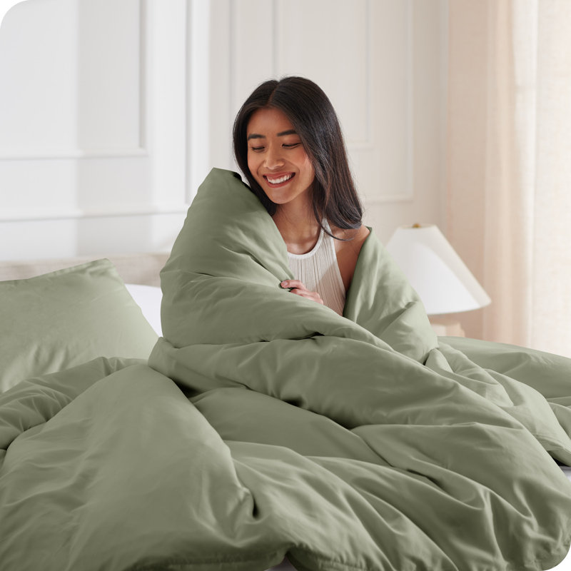 Ensemble de housse de couette en microfibre moderne et contemporain, Housse de couette double + 2 taies décoratives st, Sauge
