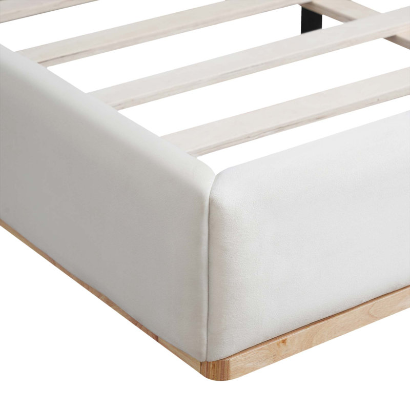 Élégant lit rembourré avec structure en bois massif, une nouvelle expérience de sommeil confortable, Roi