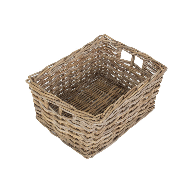 Wicker Rattan Storage Basket, 35cm H x 47cm W x 24cm D