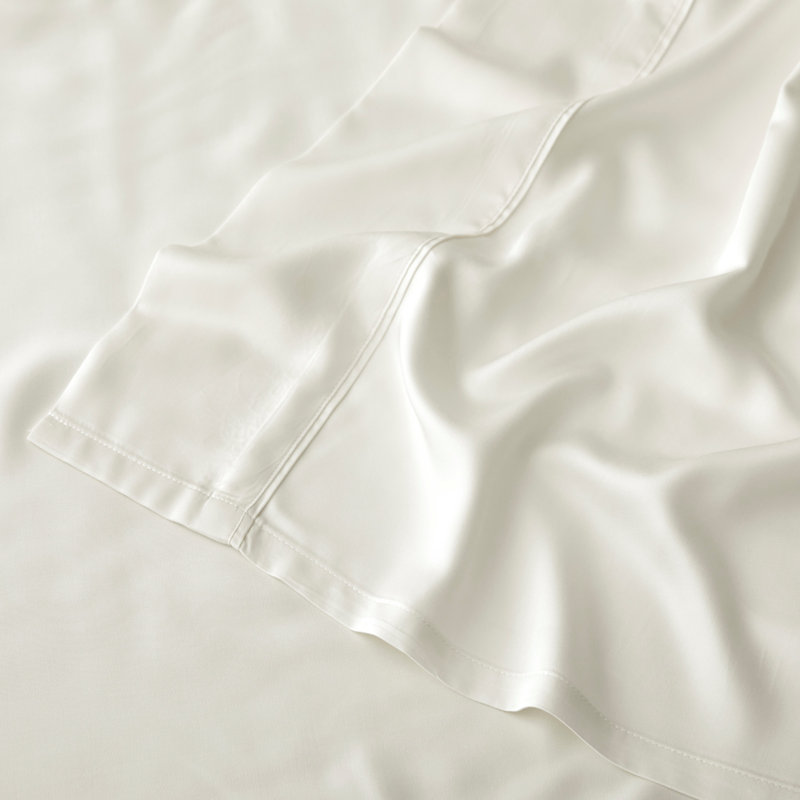 Sateen Sheet Set, White, California King Sheet Set with 2 King Pillowcases