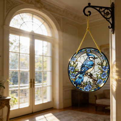 Oiseau créatif, peinture murale décorative en acrylique, peinture suspendue d'art minimaliste moderne, peinture en plastique transparent, décoration d'étude de chambre à coucher de salon à la maison, article de cadeau exquis, décoration suspendue circulaire de 20 cm