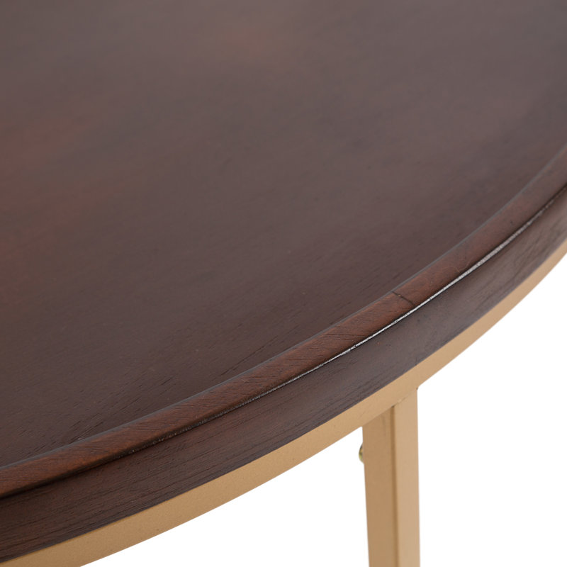 Dunnigan Solid Wood Top End Table, Gold, Walnut
