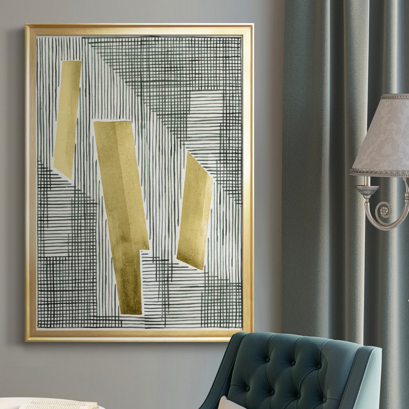 Shadow Screen II - reproduction d'art sur toile encadrée, Or, H 30,5 po x l 22,5 po x P 1 po