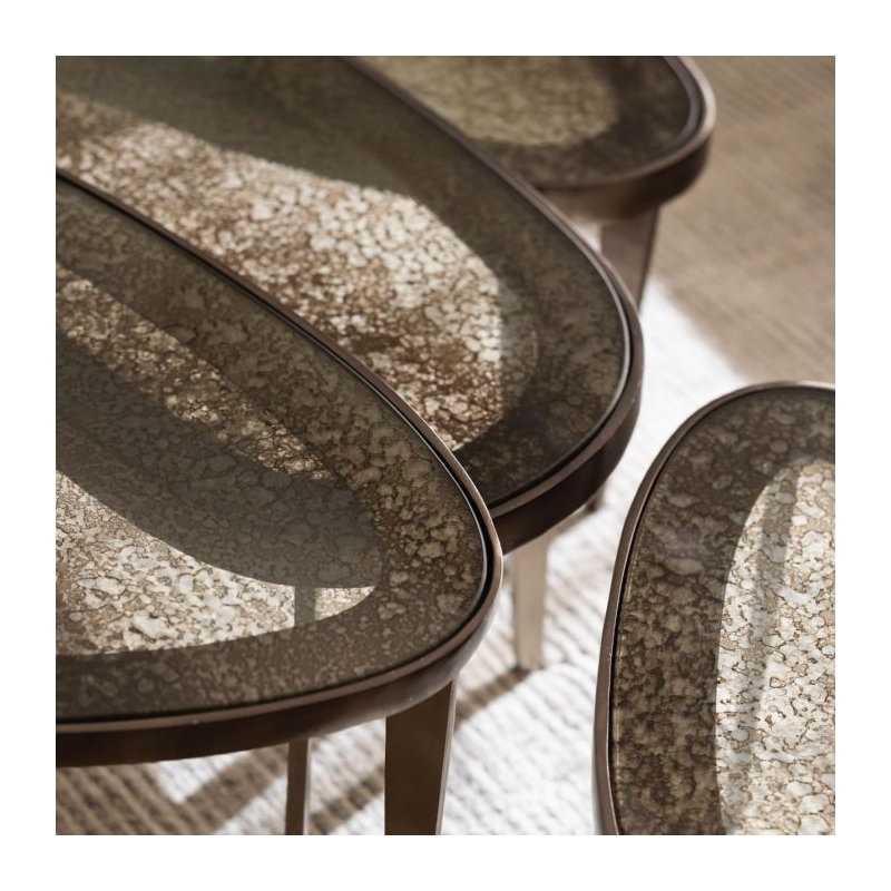 Jan Glass Cocktail Table, 14.5" H x 40" L x 20" W, Twilight Bronze